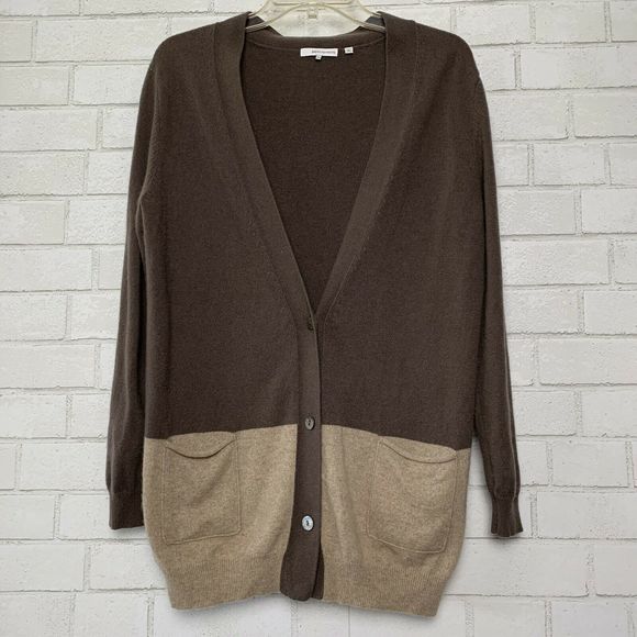 360 Cashmere 100% Cashmere Two tone Cardigan - Picture 2 of 12